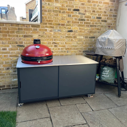BIG4SPACE 180 Carbon Grey Kamado Table for Kamado Joe Big Joe 3. London. - KamadoSpace