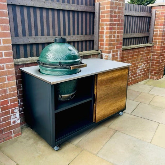 Luxury Outdoor Living in Bury: BIG4SPACE Kamado Kitchen for Big Green Egg in Barrique Oak - KamadoSpace