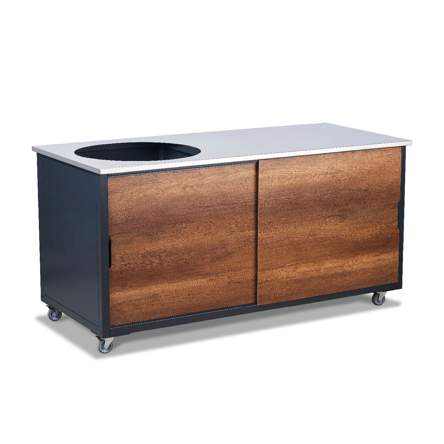 BIG4SPACE 180 kamado kitchen barrique oak. Outdoor kitchen. Kamado table. Kamado joe, Big Green Egg. KamadoSpace
