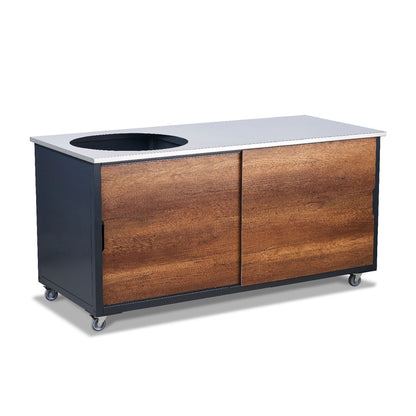 BIG4SPACE 180 kamado kitchen barrique oak. Outdoor kitchen. Kamado table. Kamado joe, Big Green Egg. KamadoSpace
