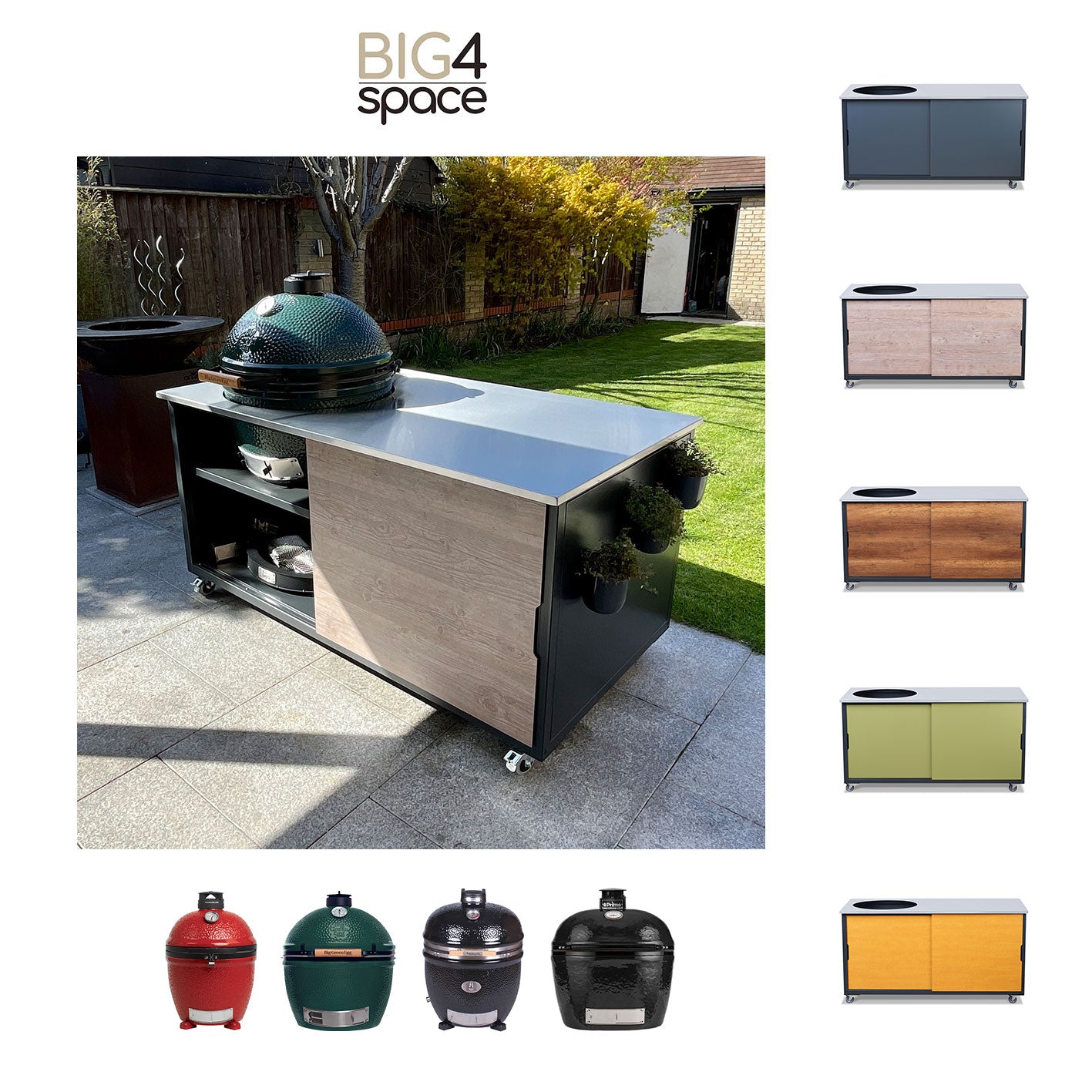 big green egg table - kamadospace - big4space - kamado table - Kamado kitchen - Outdoor kitchen - big4space 180 extra large table. Oudoor kitchen island. kamado kitchen. 